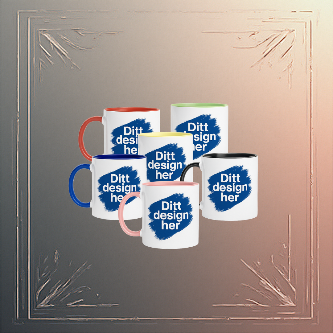 Keramisk krus 325 ml - farget innside og hank