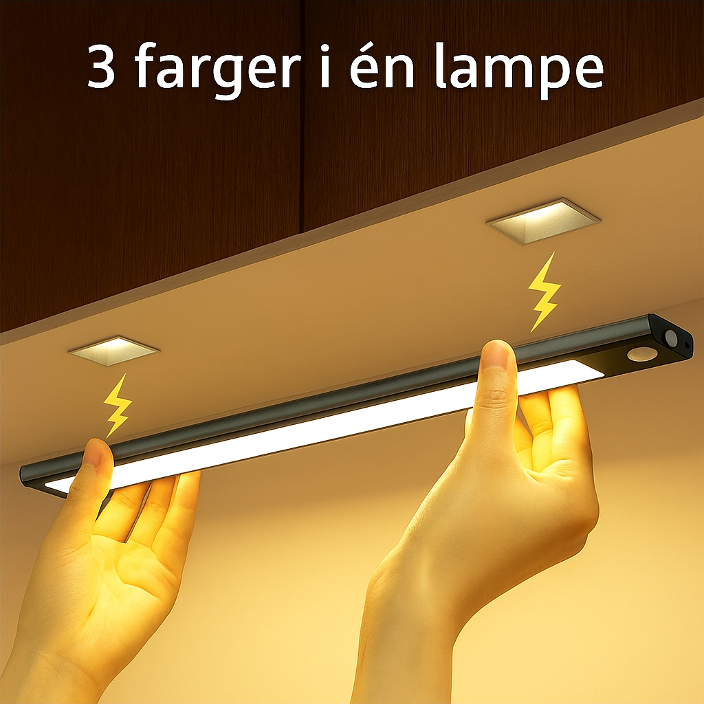 LED Nattlampe med Bevegelsessensor – Oppladbar og Trådløs