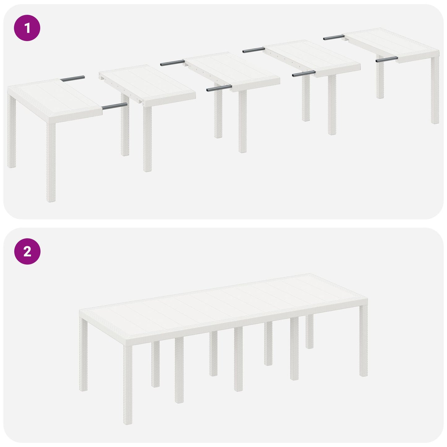 Hage Spisebord Set Sett med 9 Hvit PE Rattan Ergonomisk