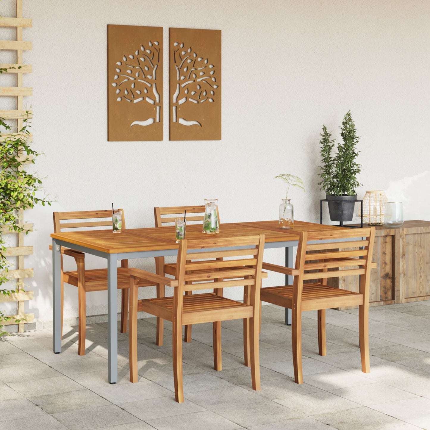 Hagebord 180x90x75 cm Solid Akasietre og Metall