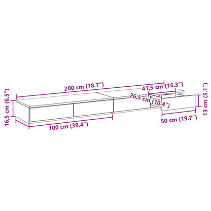 Seng Skuffer Svart 200x36,5x16,5 cm Konstruert Tre