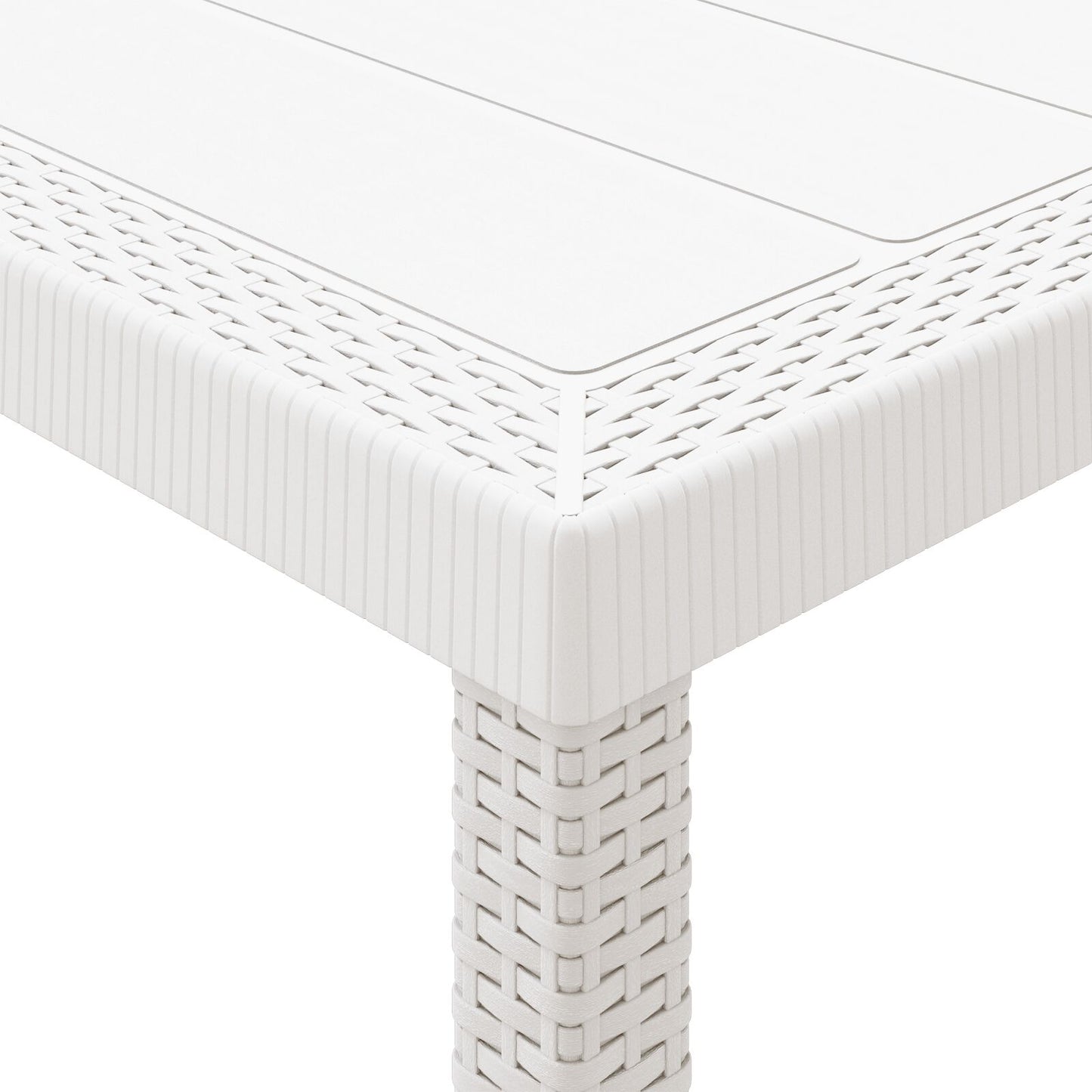 Hage Spisebord Set Sett med 9 Hvit PE Rattan Ergonomisk