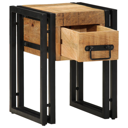 Abbelbord med skuff Svart 30x30x40 cm Massivt mangotre