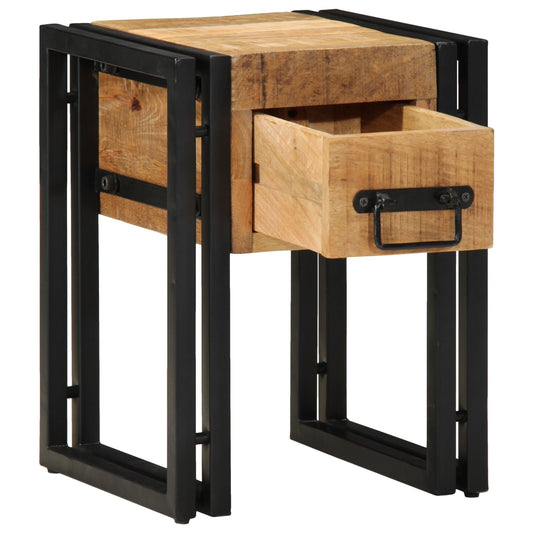 Abbelbord med skuff Svart 30x30x40 cm Massivt mangotre