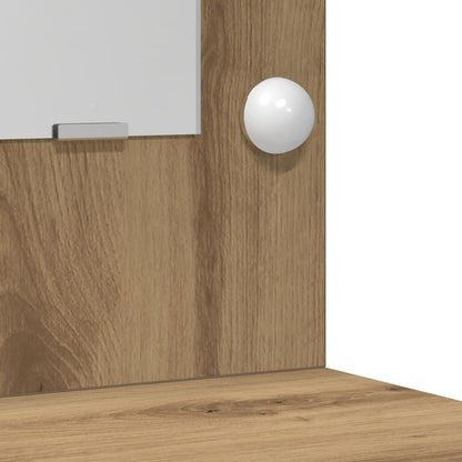 2-delt sminkebordsett med LED Artisan eikefiner