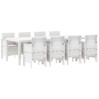 Hage Spisebord Set Sett med 9 Hvit PE Rattan Ergonomisk