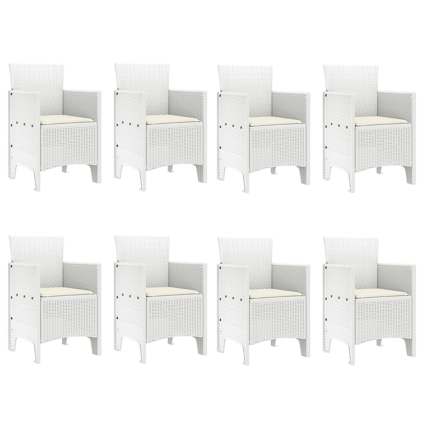 Hage Spisebord Set Sett med 9 Hvit PE Rattan Ergonomisk