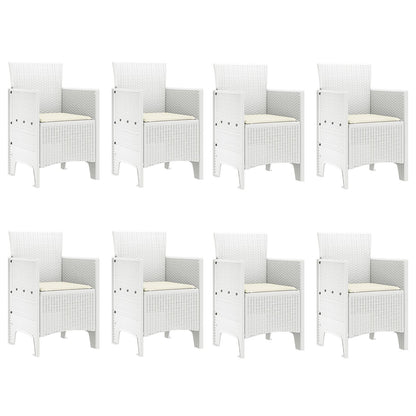 Hage Spisebord Set Sett med 9 Hvit PE Rattan Ergonomisk