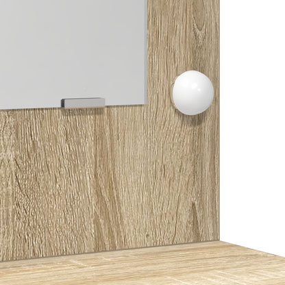 2 Delt Sminkebord Sett med LED Sonoma Eik Konstruert Tre