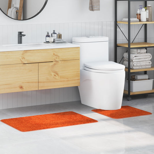 2-delt badematte sett oransje polypropylen sklisikker