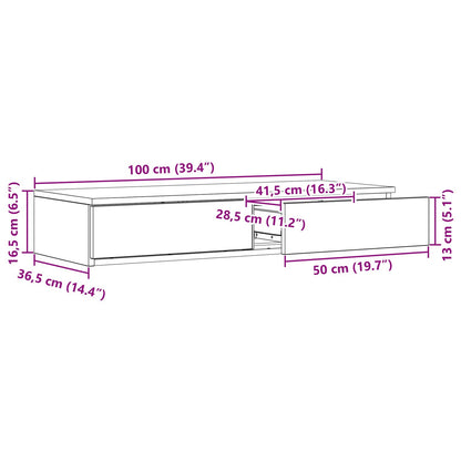Seng med Skuffer i Håndlaget Eik 100x36,5x16,5 cm i Konstruert Tre