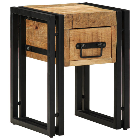 Abbelbord med skuff Svart 30x30x40 cm Massivt mangotre