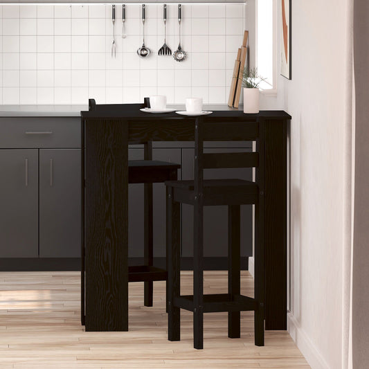 Barbord med hylle - Svart eik, 102x50x103,5 cm, Laget av konstruert tre