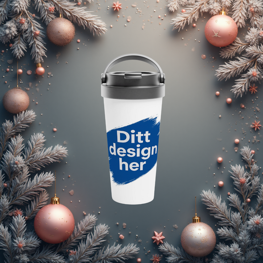 Hvitt reisekrus i rustfritt stål - 443 ml