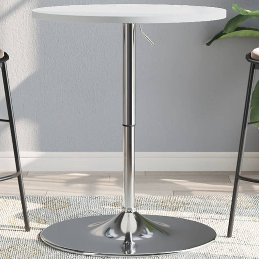 Barbord hvit 60x60x90 cm konstruert tre og forkrommet stål - DMF Handel