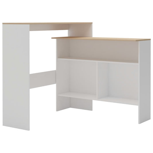 Barbord med 2 bordplater hvit og eik 130x40x120 cm - DMF Handel