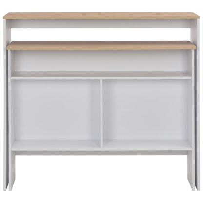 Barbord med 2 bordplater hvit og eik 130x40x120 cm - DMF Handel