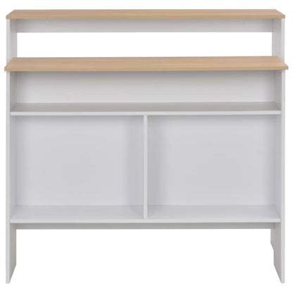 Barbord med 2 bordplater hvit og eik 130x40x120 cm - DMF Handel