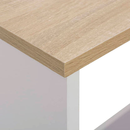 Barbord med 2 bordplater hvit og eik 130x40x120 cm - DMF Handel