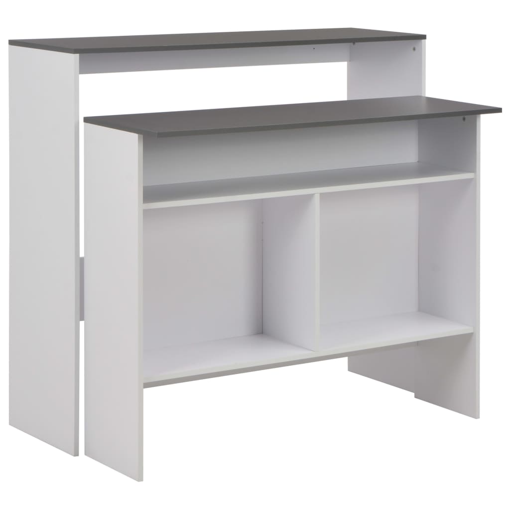 Barbord med 2 bordplater hvit og grå 130x40x120 cm - DMF Handel