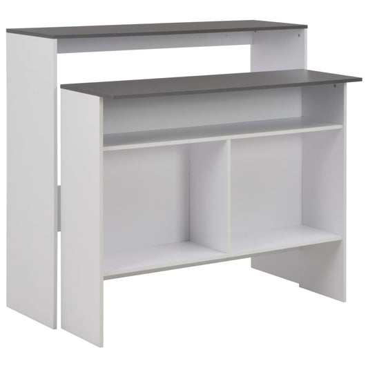 Barbord med 2 bordplater hvit og grå 130x40x120 cm - DMF Handel