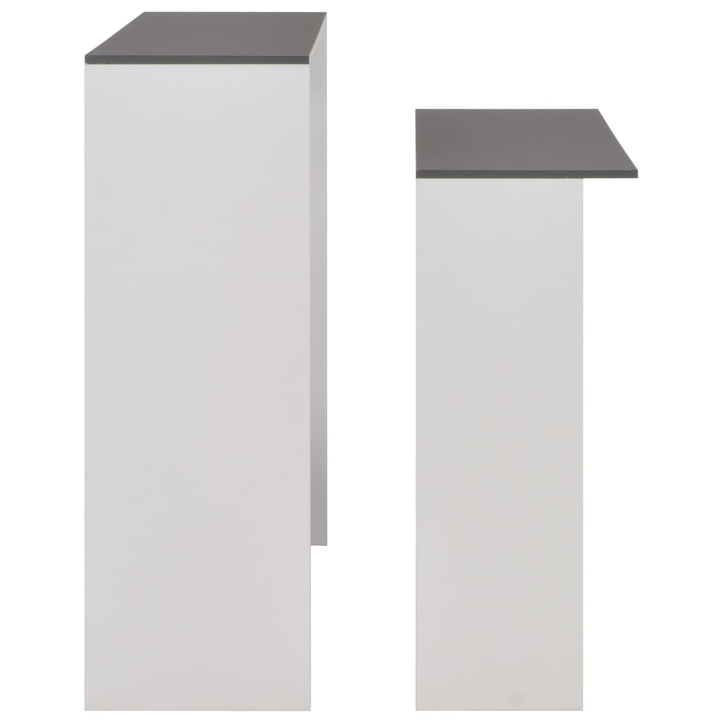 Barbord med 2 bordplater hvit og grå 130x40x120 cm - DMF Handel