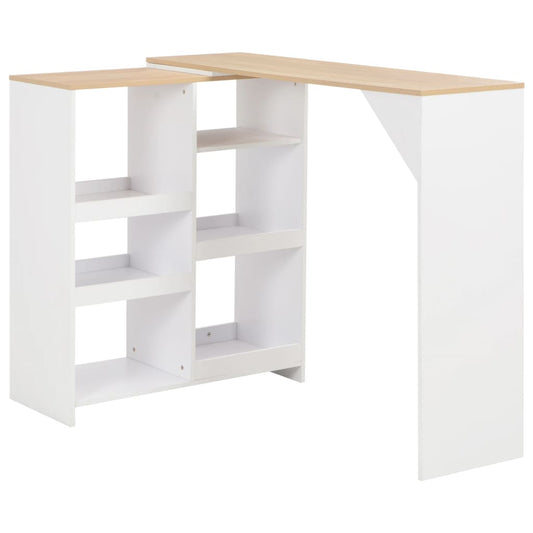 Barbord med flyttbar hylle hvit 138x39x110 cm - DMF Handel
