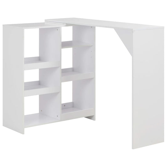 Barbord med flyttbar hylle hvit 138x39x110 cm - DMF Handel