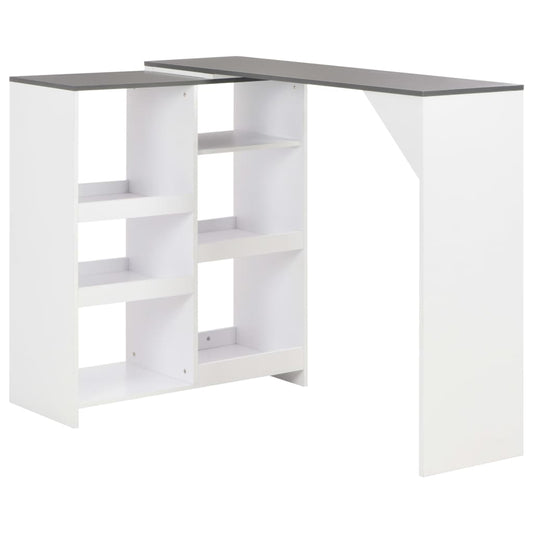 Barbord med flyttbar hylle hvit 138x39x110 cm - DMF Handel