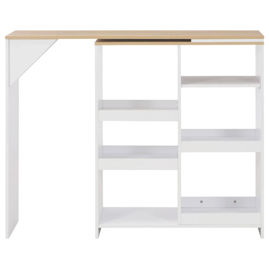 Barbord med flyttbar hylle hvit 138x39x110 cm - DMF Handel