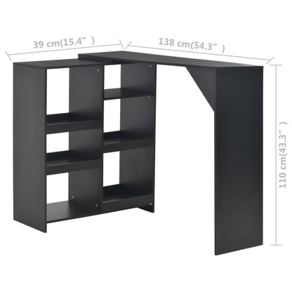 Barbord med flyttbar hylle svart 138x39x110 cm - DMF Handel