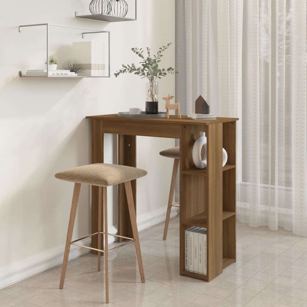 Barbord med hylle brun eik 102x50x103,5 cm konstruert tre - DMF Handel
