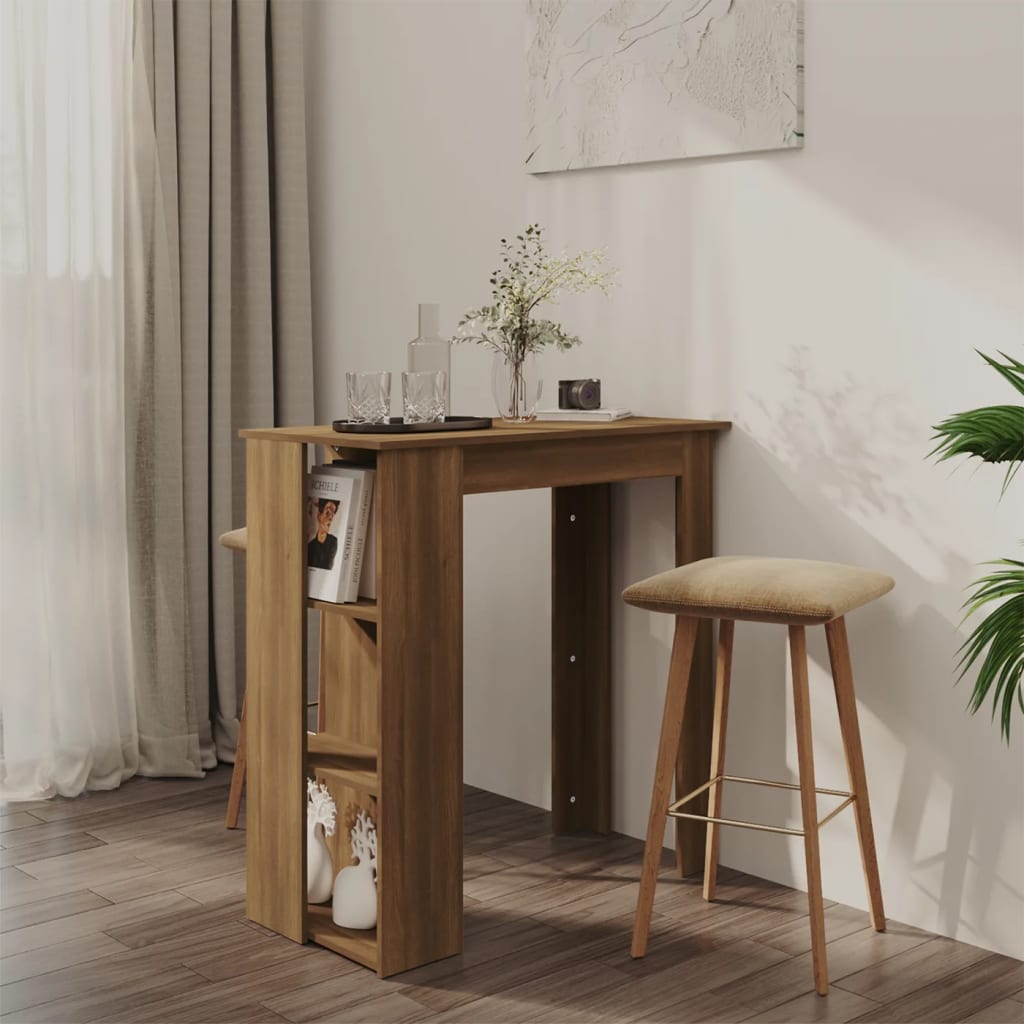 Barbord med hylle brun eik 102x50x103,5 cm konstruert tre - DMF Handel
