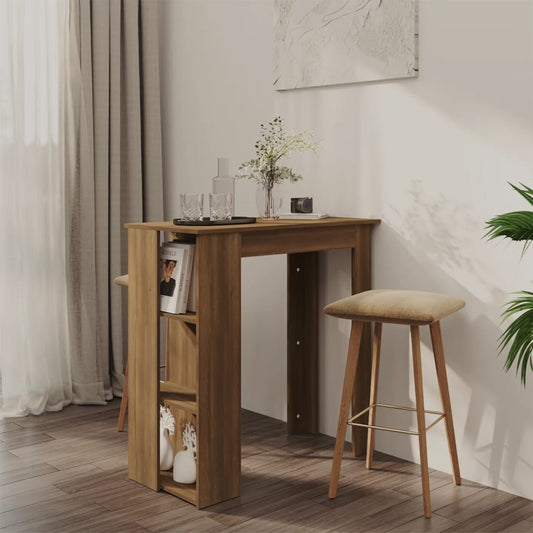 Barbord med hylle brun eik 102x50x103,5 cm konstruert tre - DMF Handel