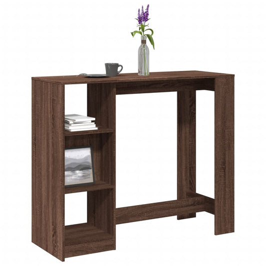 Barbord med hylle brun eik 124x46x103,5 cm konstruert tre - DMF Handel