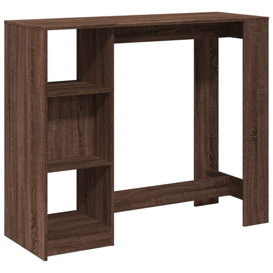 Barbord med hylle brun eik 124x46x103,5 cm konstruert tre - DMF Handel