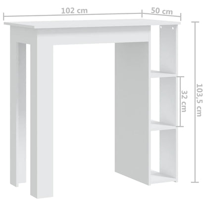 Barbord med hylle hvit 102x50x103,5 cm konstruert tre - DMF Handel
