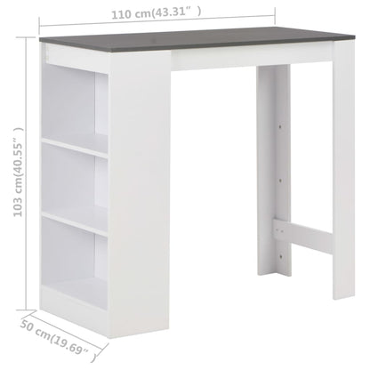 Barbord med hylle hvit 110x50x103 cm - DMF Handel