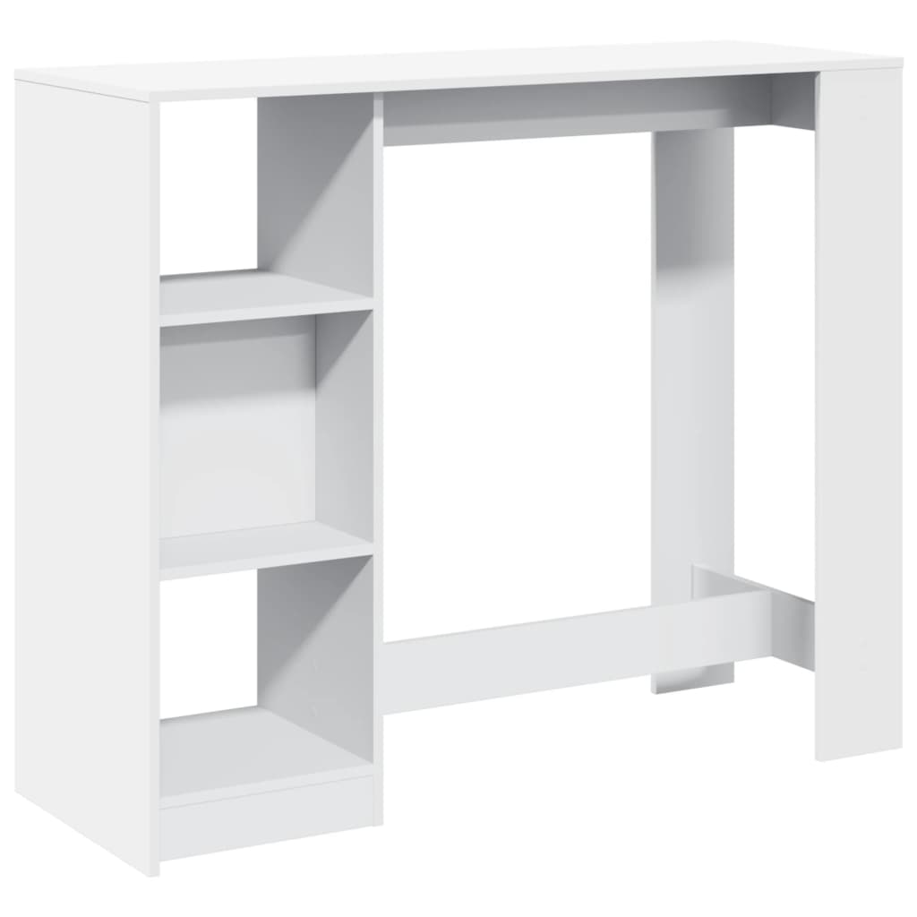 Barbord med hylle hvit 124x46x103,5 cm sponplate - DMF Handel