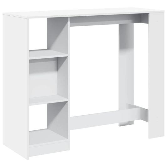 Barbord med hylle hvit 124x46x103,5 cm sponplate - DMF Handel
