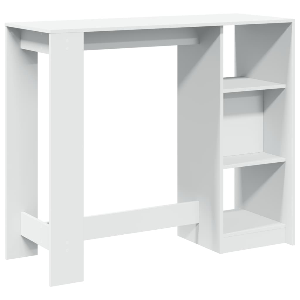 Barbord med hylle hvit 124x46x103,5 cm sponplate - DMF Handel