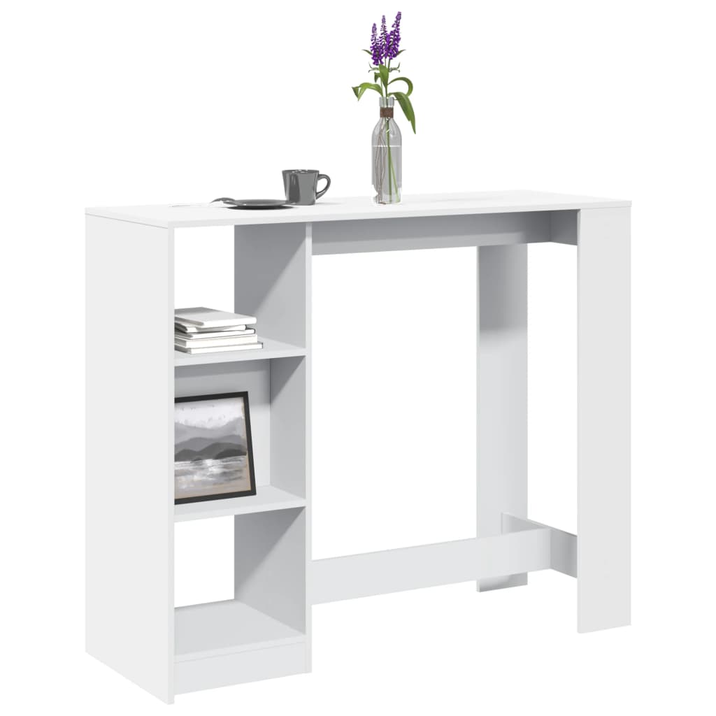 Barbord med hylle hvit 124x46x103,5 cm sponplate - DMF Handel