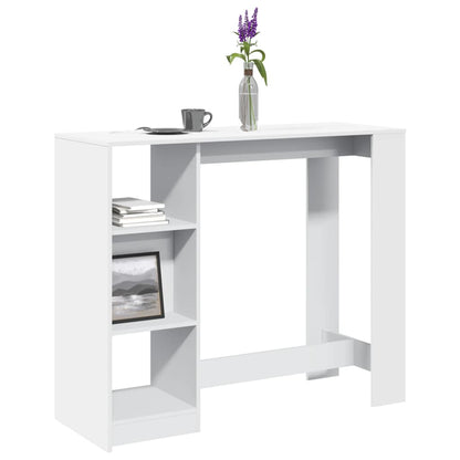 Barbord med hylle hvit 124x46x103,5 cm sponplate - DMF Handel