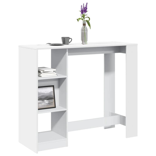 Barbord med hylle hvit 124x46x103,5 cm sponplate - DMF Handel