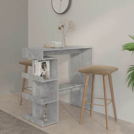Barbord med oppbevaring betonggrå 100x50x101,5cm konstruert tre - DMF Handel