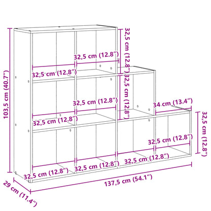 Bokhylle 3 etasjer sonoma eik 137,5x29x103,5 cm konstruert tre - DMF Handel