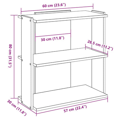 Bokhylle 3 etasjer sonoma eik 60x30x80 cm konstruert tre - DMF Handel