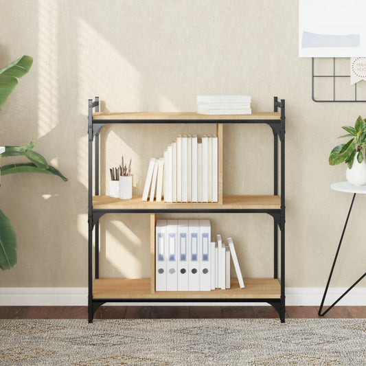 Bokhylle 3 etasjer sonoma eik 76x32x88 cm konstruert tre - DMF Handel