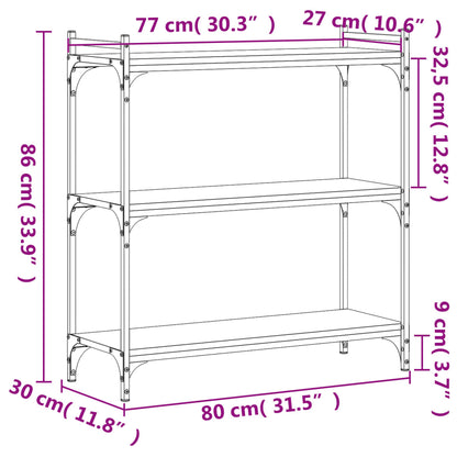 Bokhylle 3 etasjer sonoma eik 80x30x86 cm konstruert tre - DMF Handel