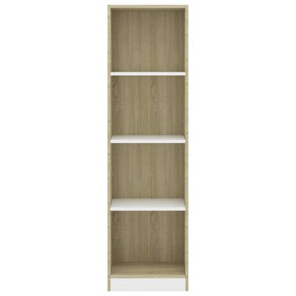 Bokhylle 4 nivå hvit og sonoma eik 40x24x142 cm konstruert tre - DMF Handel